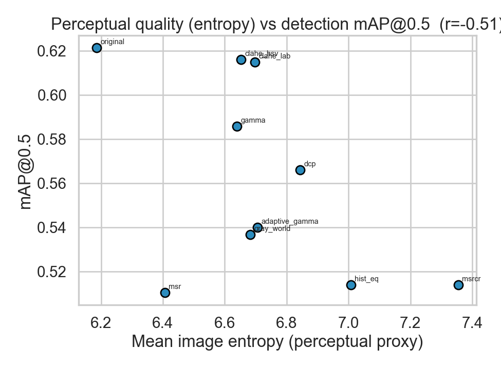 Perceptual image quality plotted against detection accuracy
